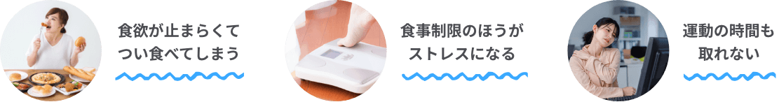 食欲が止まらくてつい食べてしまう 食事制限のほうがストレスになる 運動の時間も取れない